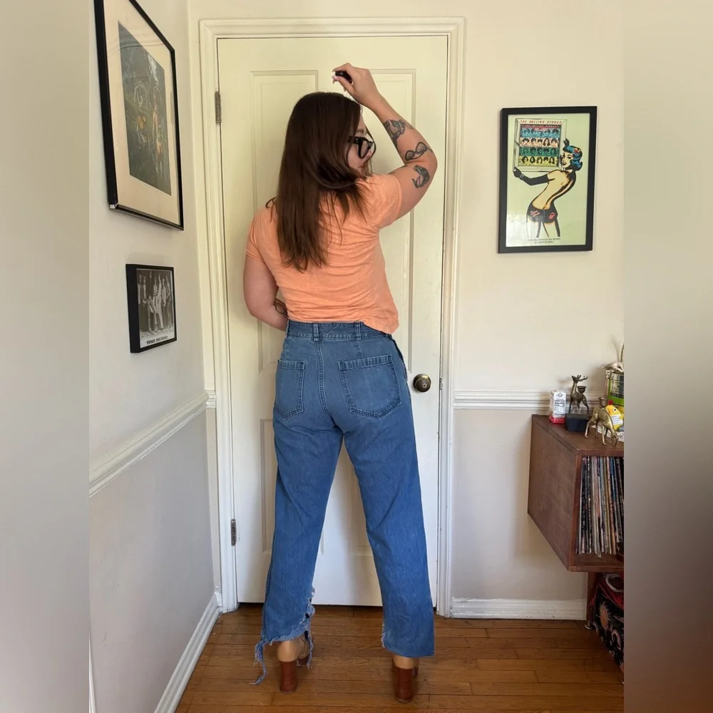 Vintage Amish Made Denim with 1940s USN Buttons - Picture 2 of 12